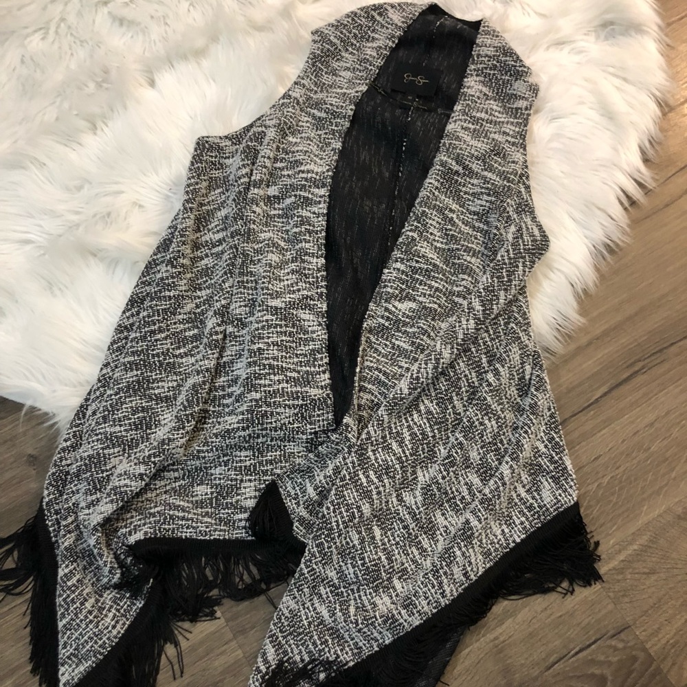 Jessica Simpson Tweed Style Fringe vest